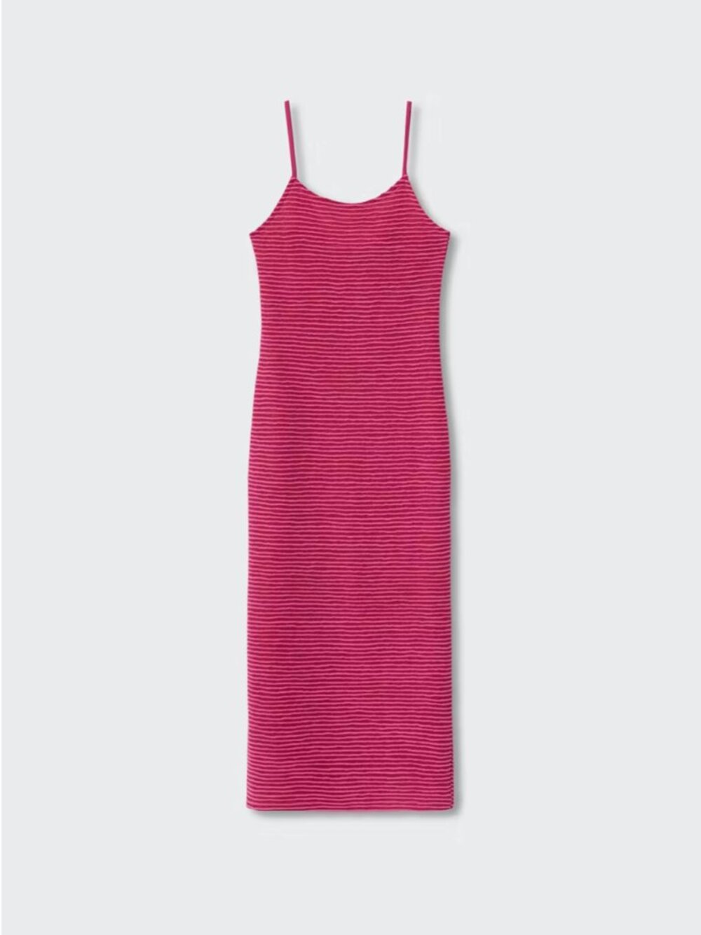 Mango Pink Magenta Striped Fitted Midi Dress, US 8